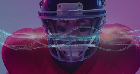 American Football Player with Digital Light Trails Neon Background - Download Free Stock Images Pikwizard.com