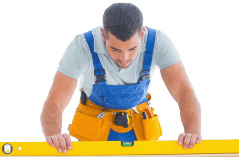 focused male construction worker measuring on transparent background - Download Free Stock Videos Pikwizard.com