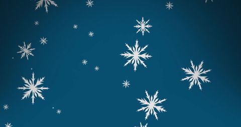 Scattered Snowflakes on Deep Blue Winter Background