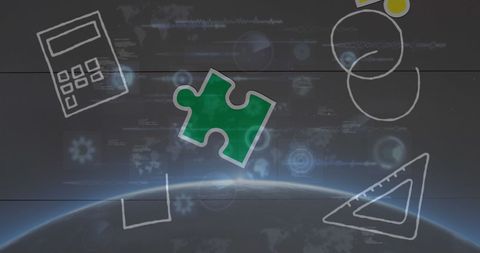 Autism awareness symbolized by puzzle pieces and equations