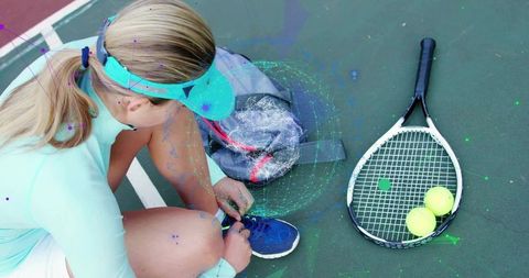 Vibrant Tennis Nadesper.GETPatient Preparing for Outdoor Match on Court