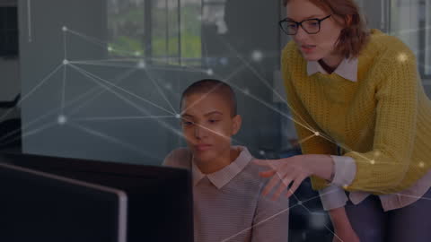 Business Team Collaborating with Virtual Network Interface