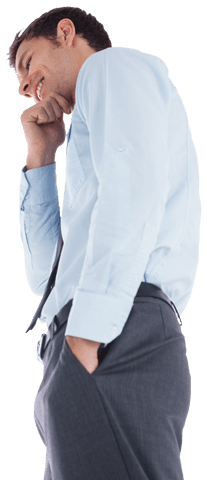 Transparent Business Professional Smiling Thoughtfully