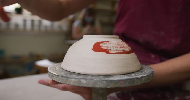 Hands Painting Pottery Bowl in Artisan Workshop - Download Free Stock Images Pikwizard.com