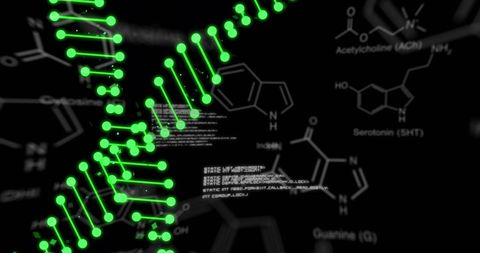 DNA Strands with Data and Chemical Formulas on Black Background - Download Free Stock Images Pikwizard.com