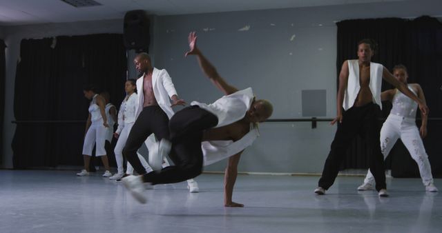 Diverse Dance Group Performing Energetic Hip-Hop Routine in Studio - Download Free Stock Images Pikwizard.com