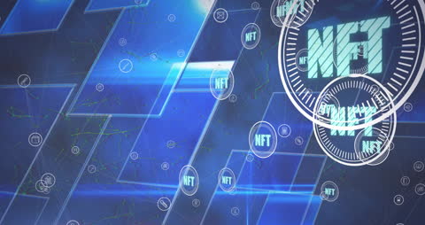 NFT Blockchain Animation with Digital Abstract Background