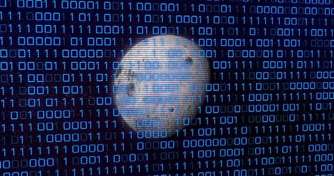 Binary Code Superimposed on Mysterious Planetary Surface - Download Free Stock Images Pikwizard.com