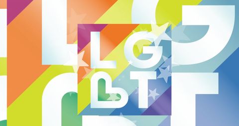 Colorful LGBT Text with Stars for Pride Celebration