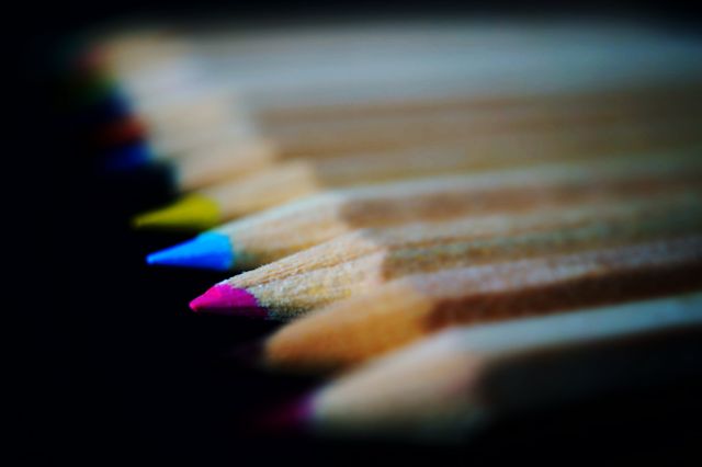 Close-Up of Colorful Pencils in a Diagonal Line - Download Free Stock Photos Pikwizard.com
