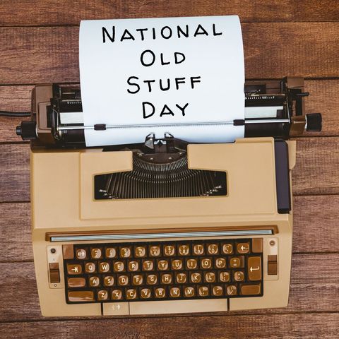 national old stuff day celebrated with vintage typewriter - Download Free Stock Templates Pikwizard.com