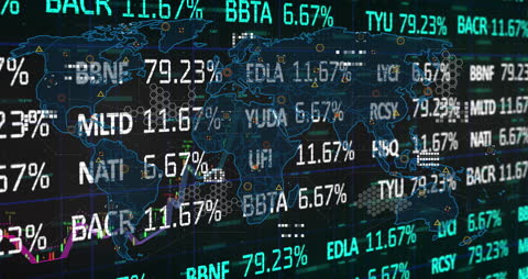 Global Financial Data Analysis with Digital World Map Overlay
