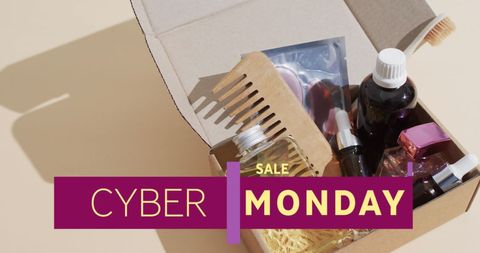 Cyber Monday Sale Over Gift Box of Skincare Products - Download Free Stock Images Pikwizard.com