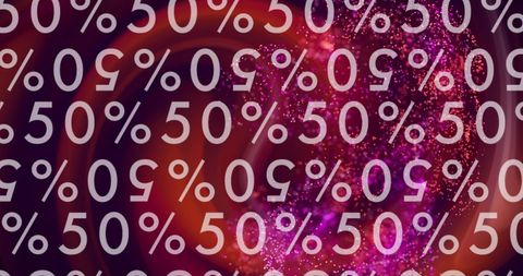 Vibrant 50 percent symbol with abstract hues