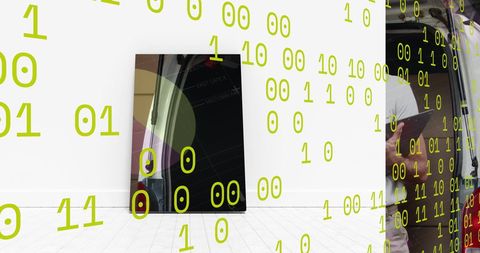 Digital data processing concept with delivery man