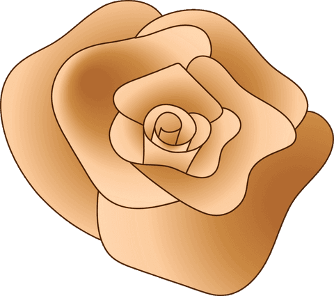 Transparent stylized golden brown rose illustration
