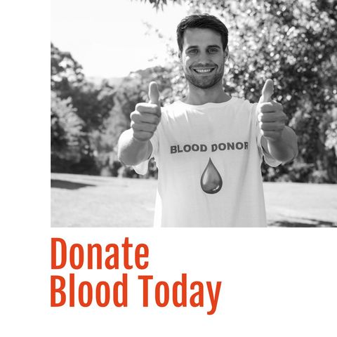 Smiling Man Promoting Blood Donation - Download Free Stock Templates Pikwizard.com