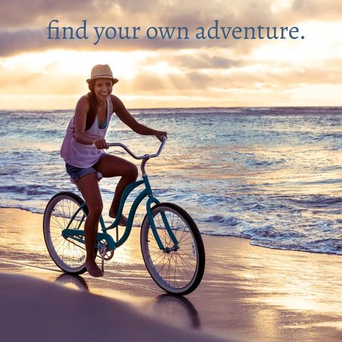woman cycling on beach during sunset inspiring adventure and freedom - Download Free Stock Templates Pikwizard.com