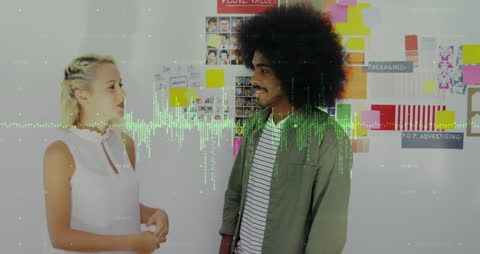 Creative Team Collaborating with Digital Data Overlay