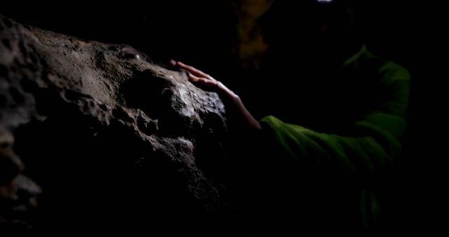 Hand Touching Surface in Dark Cave - Download Free Stock Photos Pikwizard.com