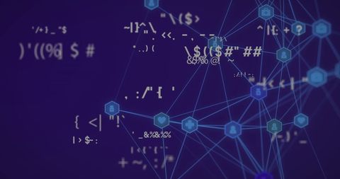 Digital Network Connection With Coding Symbols - Download Free Stock Images Pikwizard.com