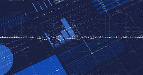 Futuristic Data Visualization with Charts and Waveforms