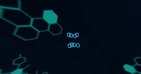 Futuristic Digital Design with Glowing Blue Hexagons and Rings