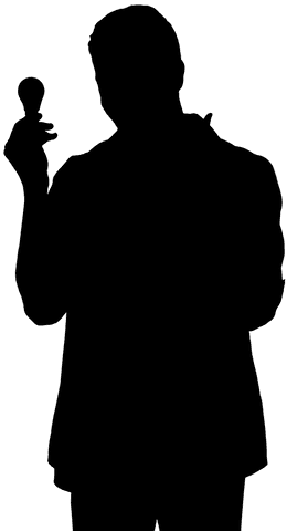 silhouette of businessman holding bulb on transparent background - Download Free Stock Videos Pikwizard.com