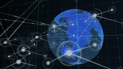 Digital Global Network Connectivity and Data Processing Concept