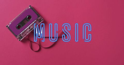 Retro Music Cassette on Vibrant Red Background