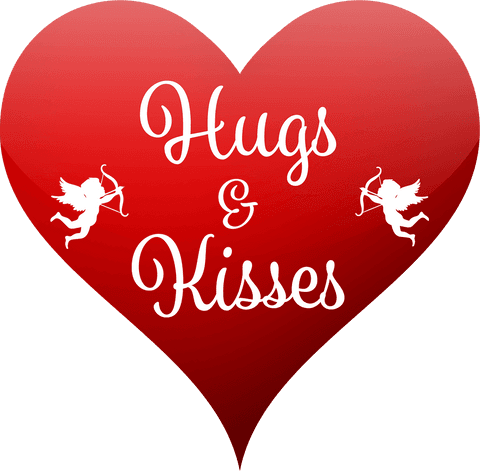 transparent heart with 'hugs & kisses' text and cherubs - Download Free Stock Videos Pikwizard.com