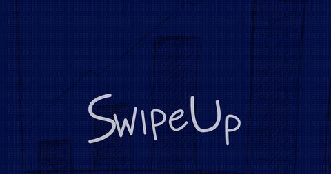 Swipe up text with blue diagram background