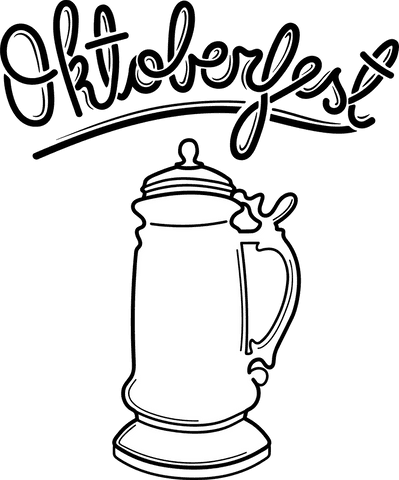Oktoberfest text with beer mug icon on transparent background
