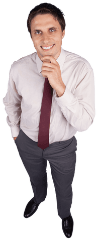 Confident Businessman Pondering in Formal Attire in Transparent Background