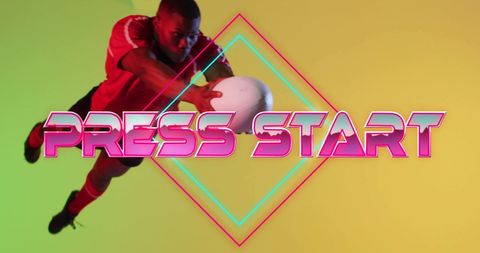 Dynamic Press Start Text with Energetic Gamer