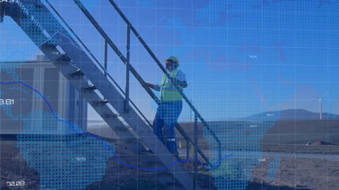 Construction Site with Financial Data Overlay and Digital Display