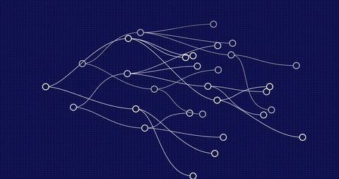 Abstract Interconnected Network Lines on Blue Backdrop