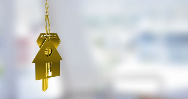 Golden House Key with Blurred Background Representing Home Ownership - Download Free Stock Images Pikwizard.com