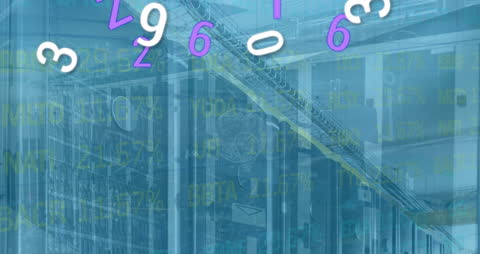 Data Processing Animation with Charts over Server Room