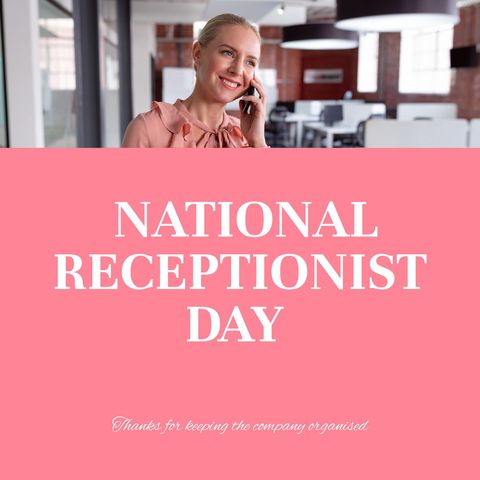 National Receptionist Day Celebration with Professional Woman in Office - Download Free Stock Templates Pikwizard.com