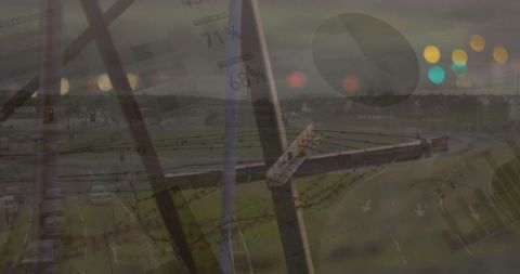 Electricity and Data Processing Concept with Pylon and Landscape