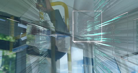 Abstract Cyber Security Concept with Data and Code Overlay