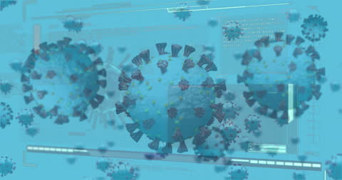 Covid-19 Cells with Data Overlays in Technical Illustration