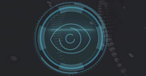 Futuristic Circular HUD Eye Interface for Cybersecurity, Biometrics and Surveillance