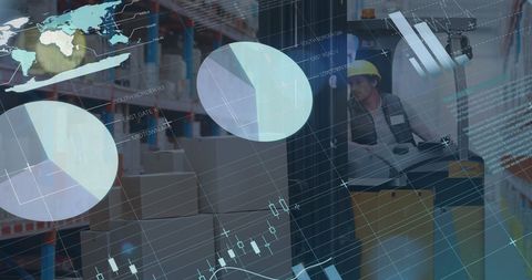 Warehouse Worker Analyzing Digital Data Trends