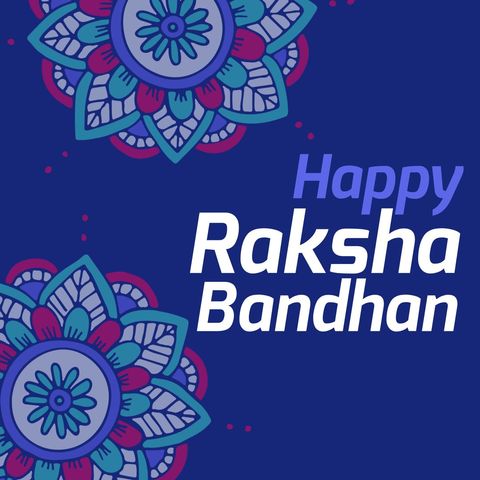 happy raksha bandhan floral design on blue background - Download Free Stock Templates Pikwizard.com