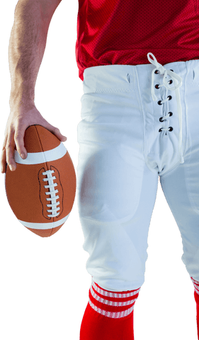 Transparent Close-Up of American Football Player Holding Ball