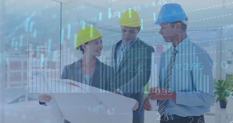 Business Team Analyzing Construction Plans with Financial Overlay - Download Free Stock Images Pikwizard.com