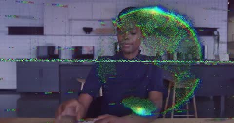 Futuristic Data Visualization in Modern Office