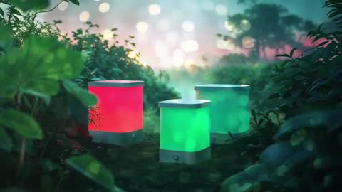 Mystical Ambient Cube Lanterns in Forest Clearing
